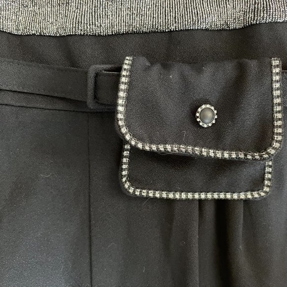 Vintage 80s John Roberts Petites Sparkle + Black Jumpsuit with Purse on Belt - S - Picture 3 of 7